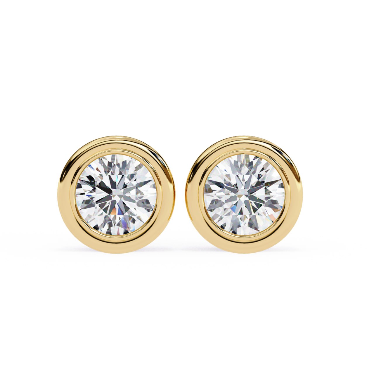 Round Diamond Bezel Stud Earrings