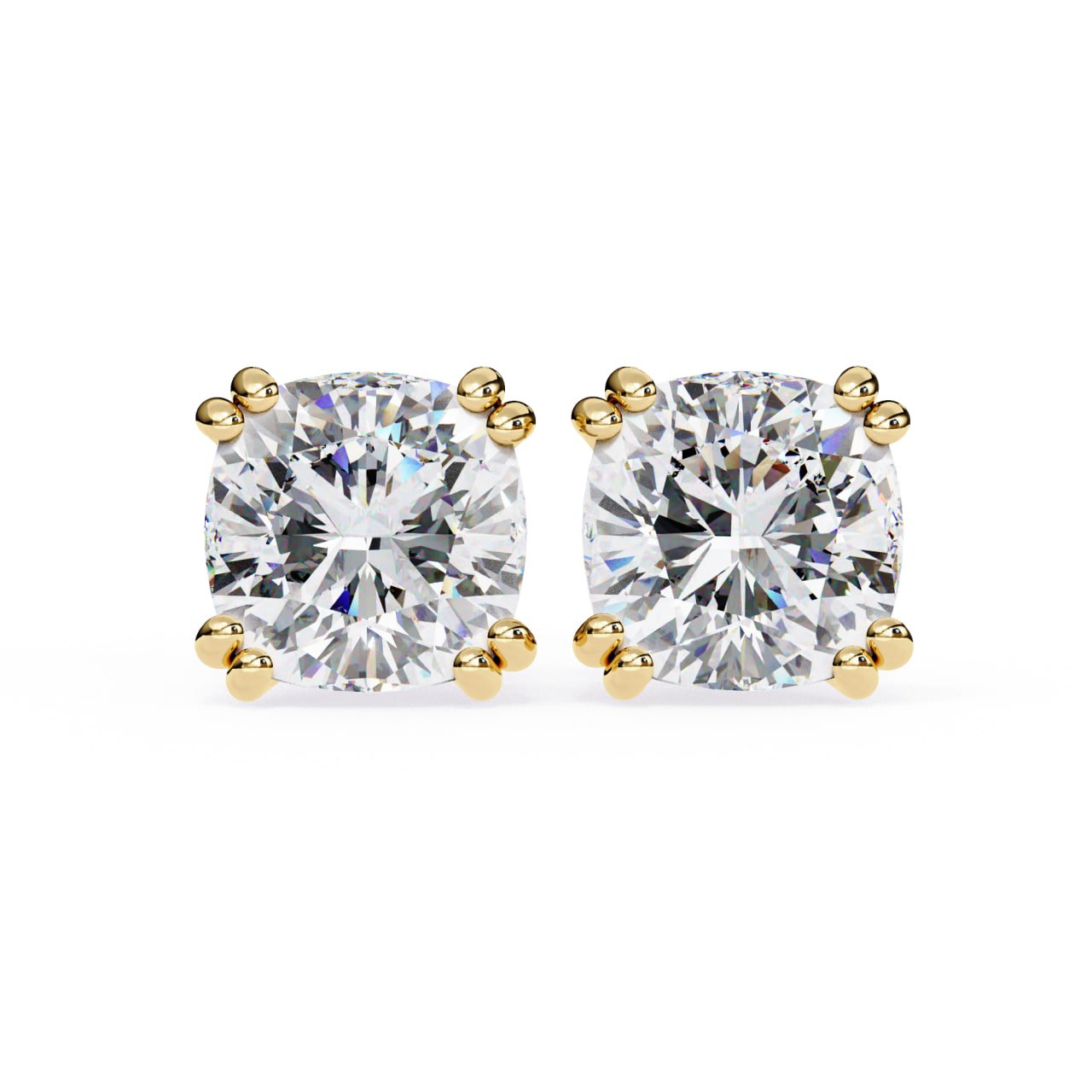 Classic Cushion-Cut Diamond Stud Earrings (Six-Prong Setting)