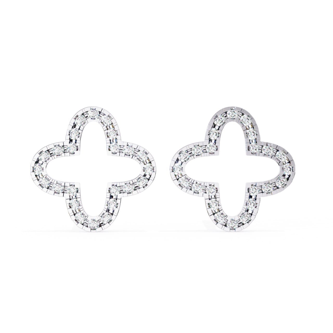 Diamond Clover Stud Earrings