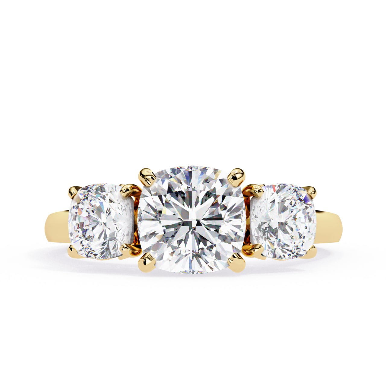 Three-Stone Cushion & Round Diamond Engagement Ring