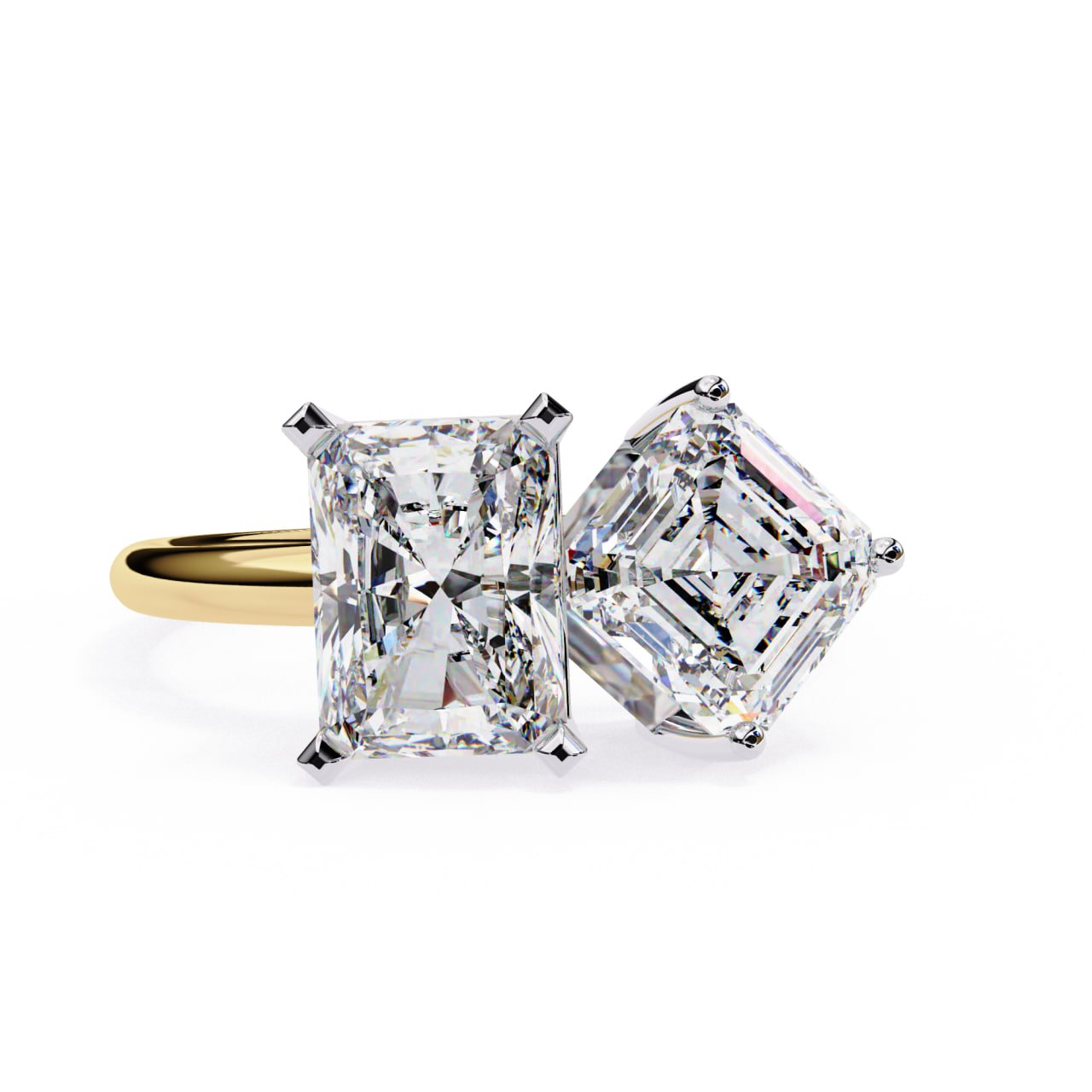 Radiant & Asscher Cut Diamond Two-Stone Ring