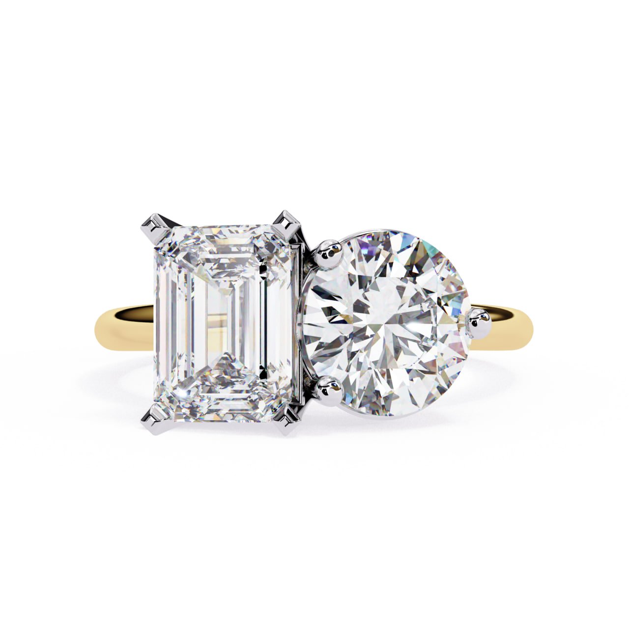 Radiant & Oval Cut Diamond Two-Stone Ring