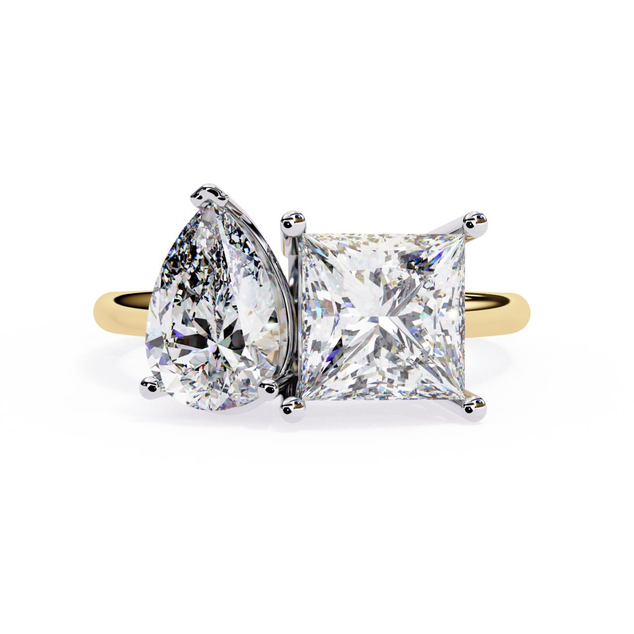 Pear & Princess Cut Diamond Two-Stone Ring