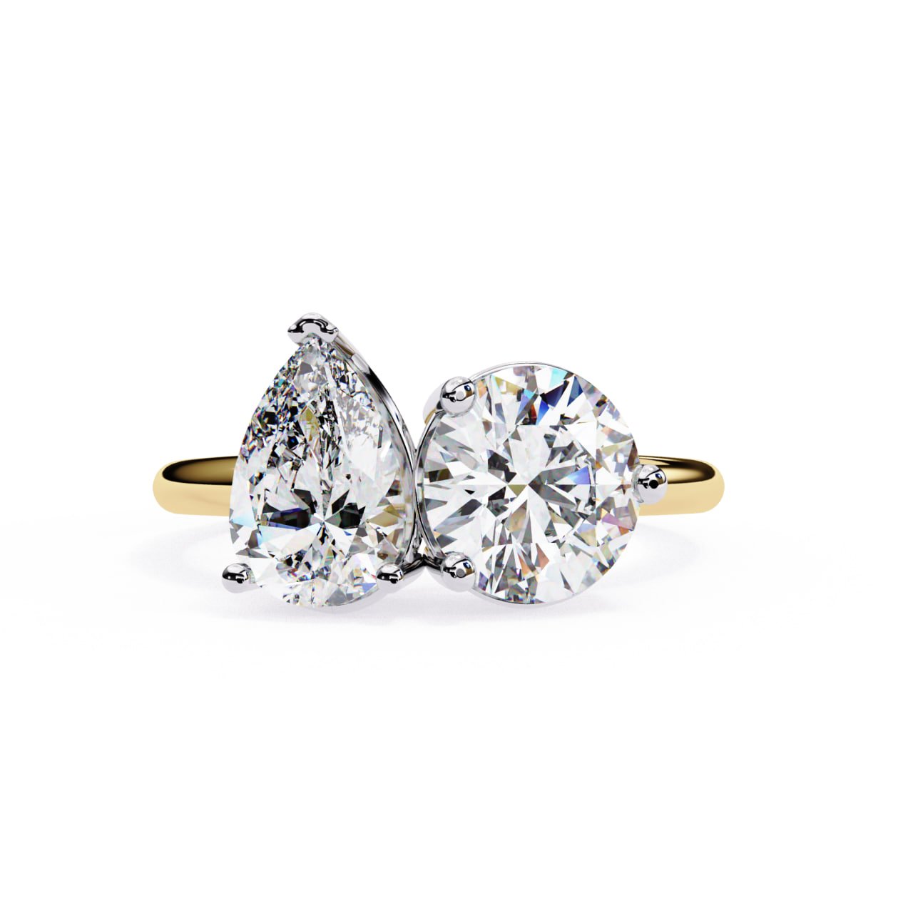 Pear & Round Cut Diamond Two-Stone Ring