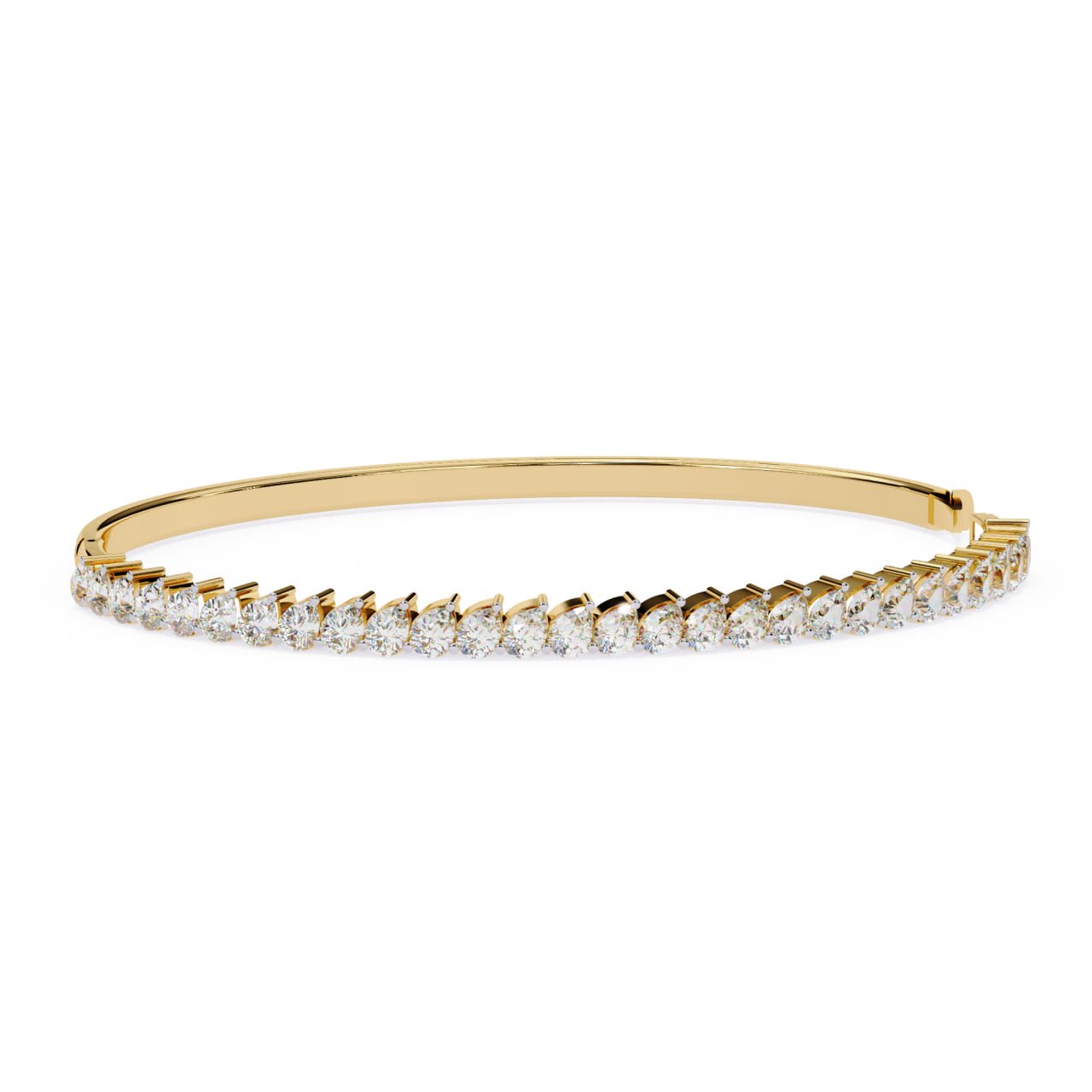 Pear-Shaped Shared-Prong Diamond Bangle