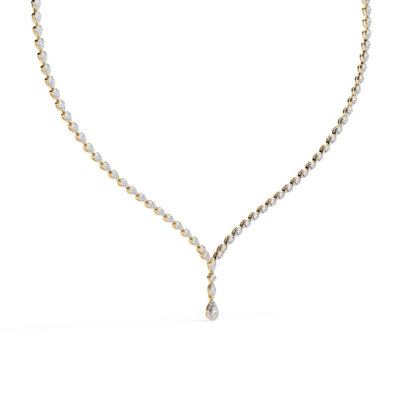 Diamond Tennis Y-Necklace with Pear Drop