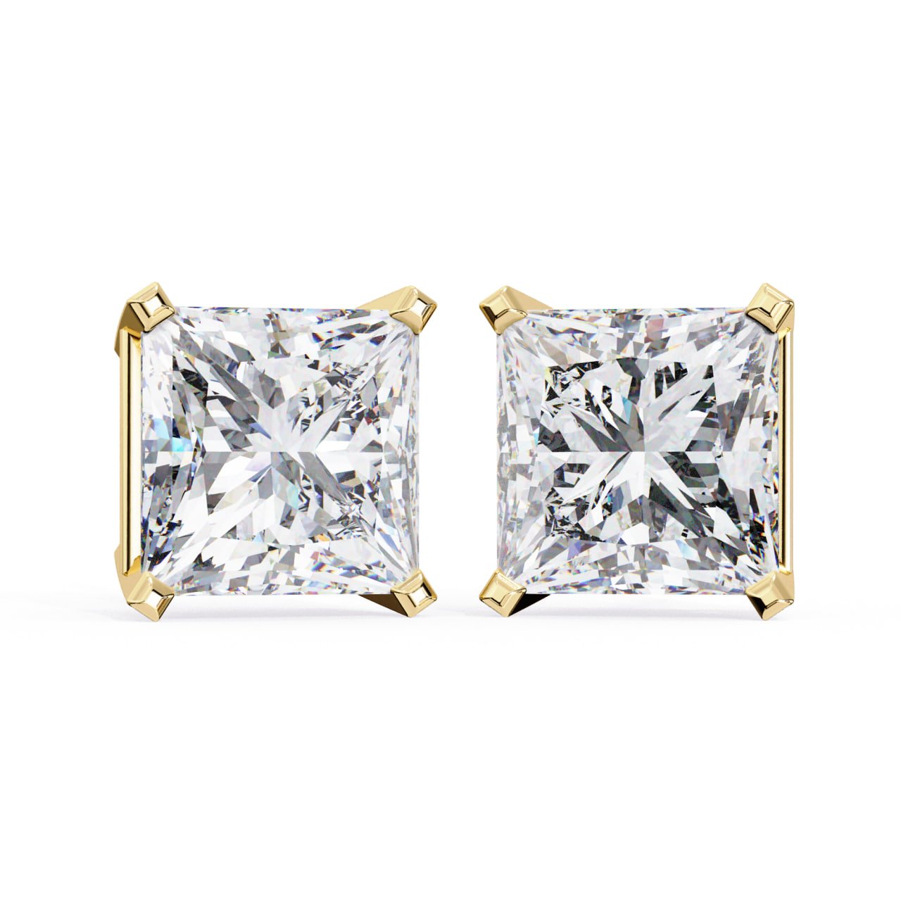 Classic Princess Cut Diamond Stud Earrings